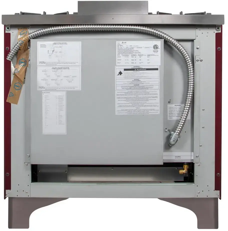 Ilve UM09FDNS3BUC Natural Gas In Burgundy W/ Chrome Trim