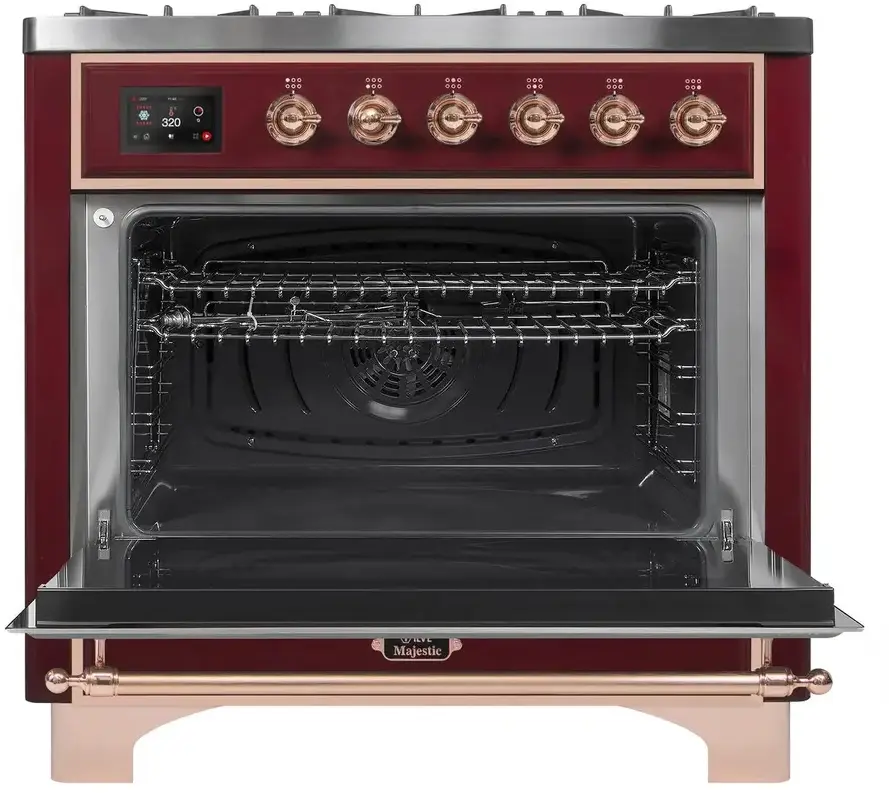 Ilve UM09FDNS3BUP Natural Gas In Burgundy W/ Copper Trim