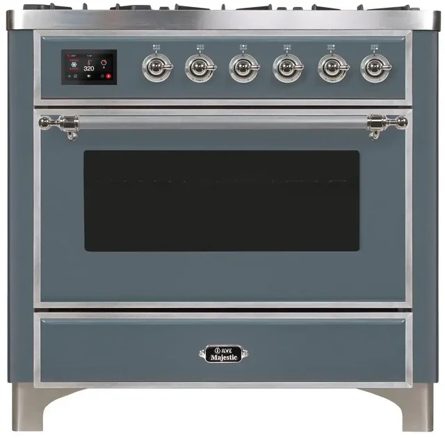 Ilve UM09FDNS3BGCLP 36" Dual Fuel Freestanding Range w/ 6 Sealed Burne...