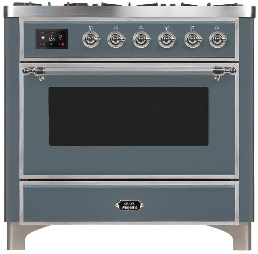 Ilve UM09FDNS3BGCLP 36" Dual Fuel Freestanding Range w/ 6 Sealed Burne...
