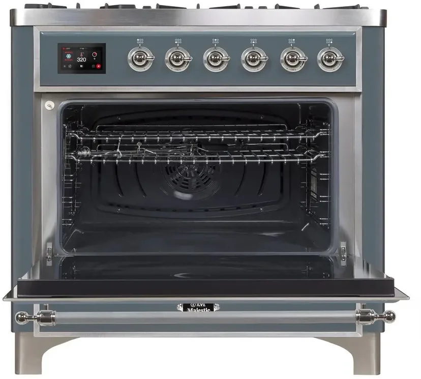 Ilve UM09FDNS3BGCLP 36" Dual Fuel Freestanding Range w/ 6 Sealed Burne...