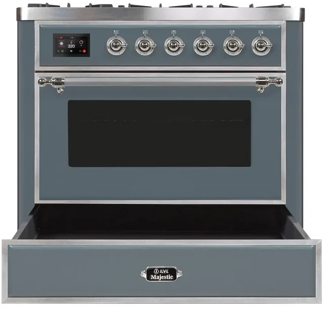 Ilve UM09FDNS3BGCLP 36" Dual Fuel Freestanding Range w/ 6 Sealed Burne...
