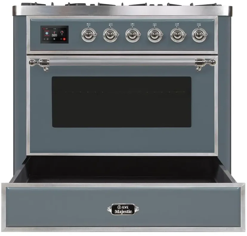 Ilve UM09FDNS3BGCLP 36" Dual Fuel Freestanding Range w/ 6 Sealed Burne...