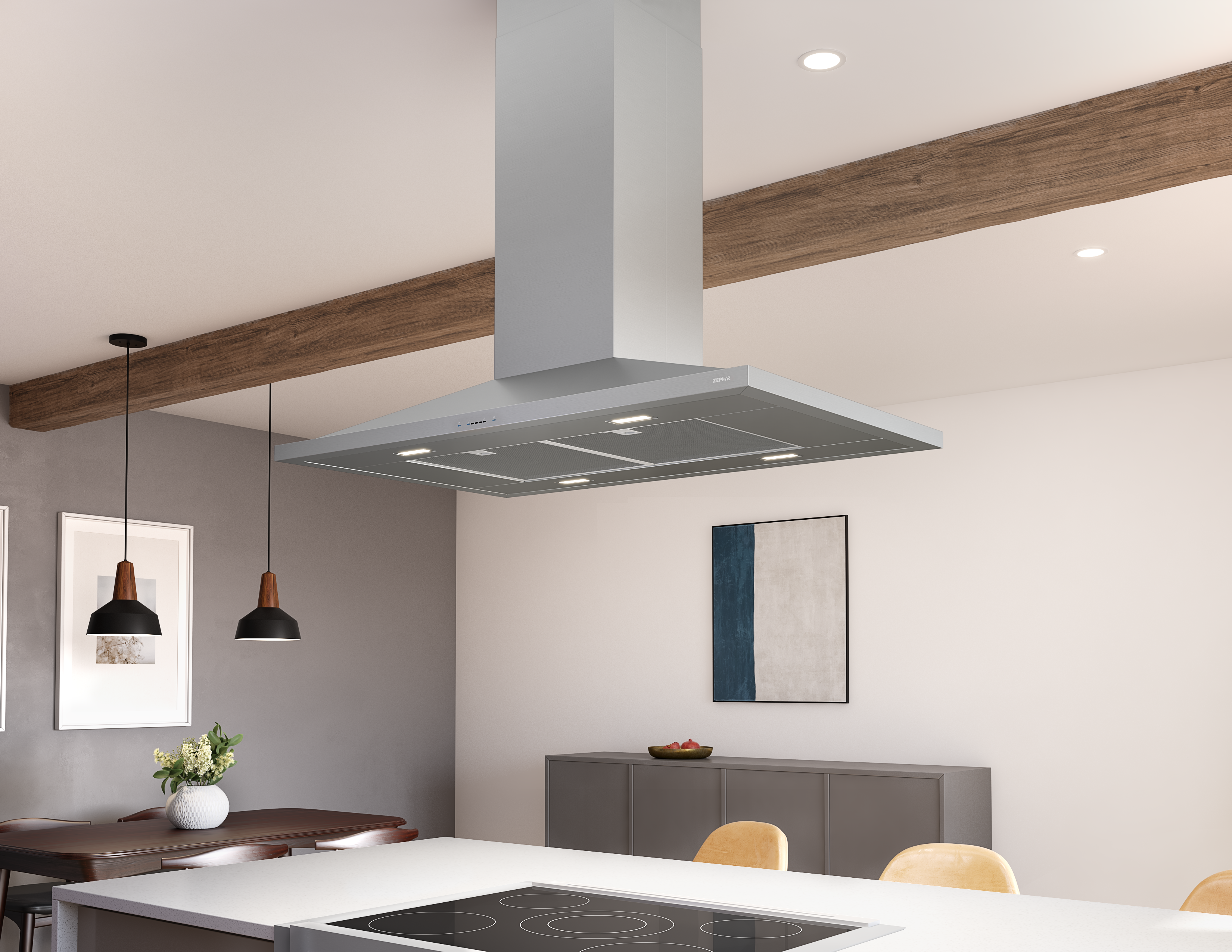 Zephyr ZAZM90DS Anzio Island Hood, BriteStripe Led Lighting, 600