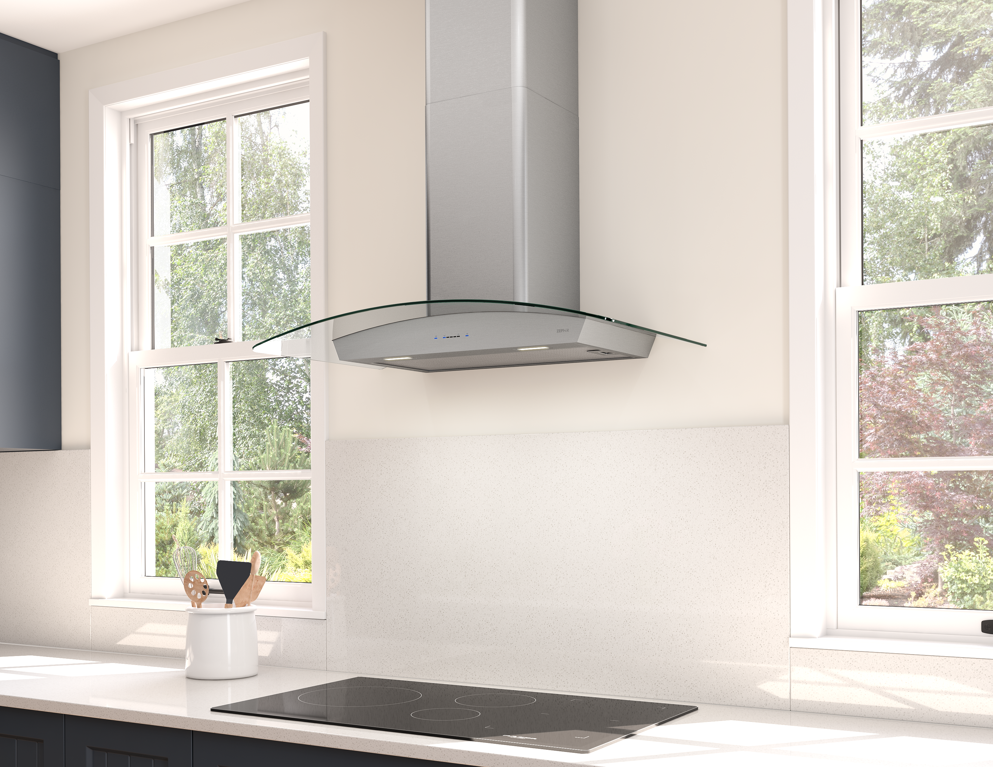 GOMEZ16EVO フライト付き Zephyr ZRVE30CGC Racenna Wall Hood w/ Led Lights and 600 CFM: 30