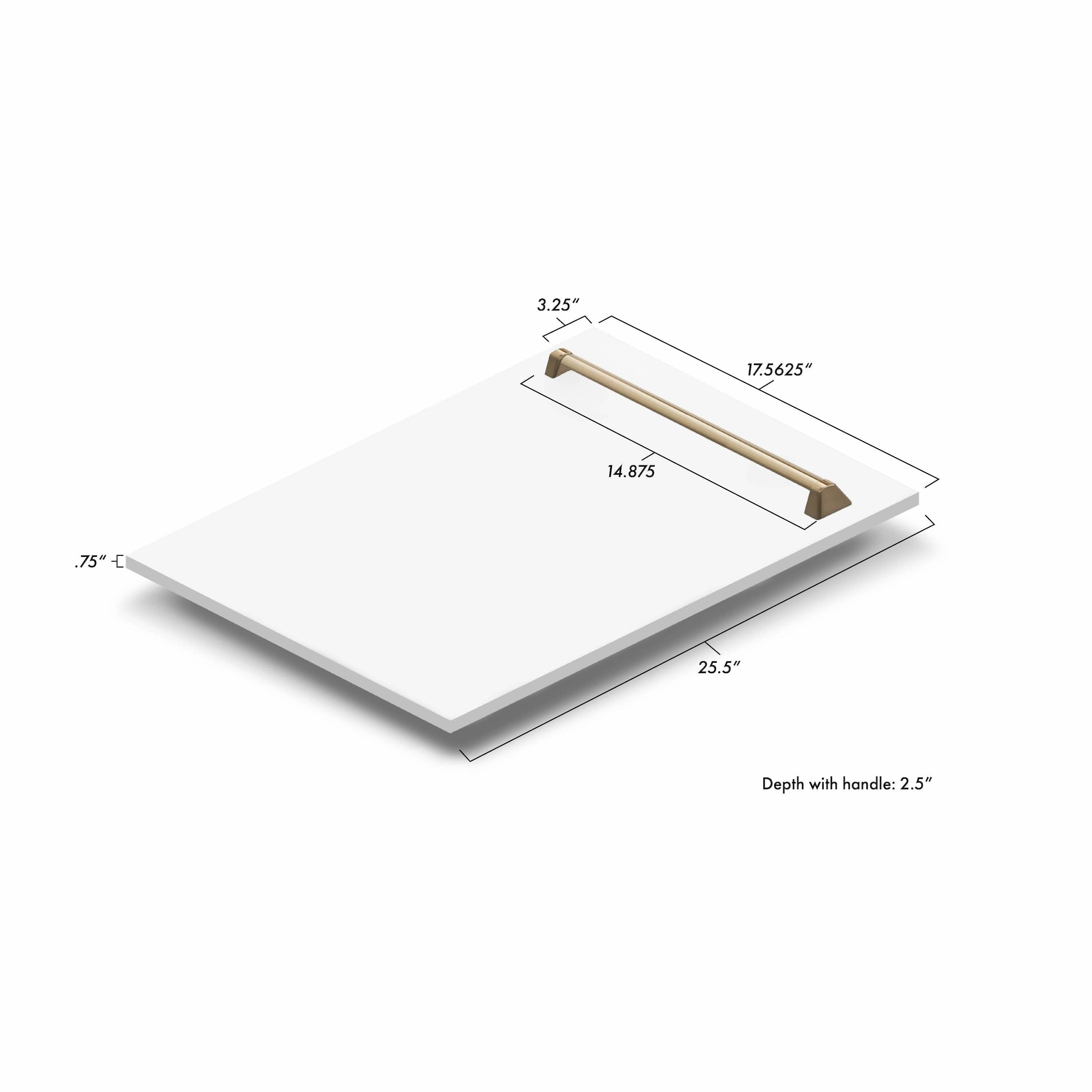 Zline DPVZWM18CB White Matte With Champagne Bronze Handle
