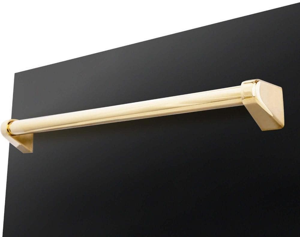 Zline DWVZBS18G Black Stainless Steel With Polished Gold Handle