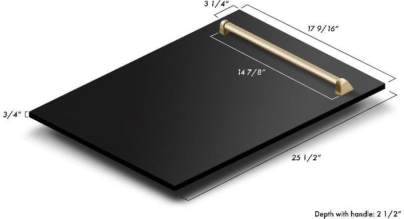 Zline DWVZBS18G Black Stainless Steel With Polished Gold Handle