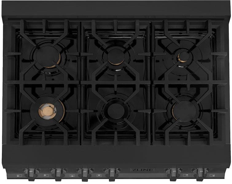 Zline RTBBR36 Black Stainless, Brass Burners