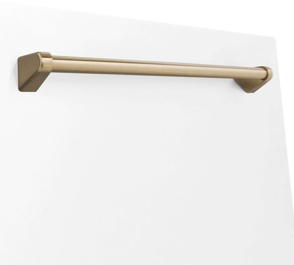 Zline DPVZWM24CB White Matte With Champagne Bronze Handle