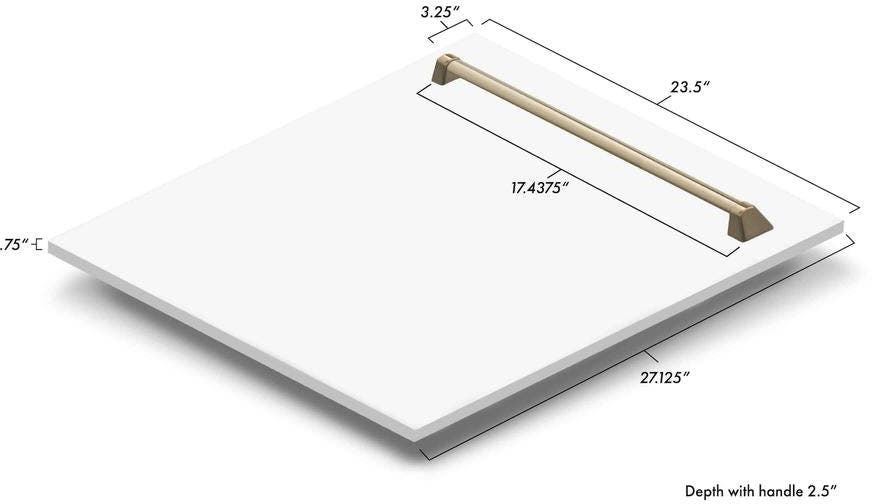 Zline DPVZWM24CB White Matte With Champagne Bronze Handle