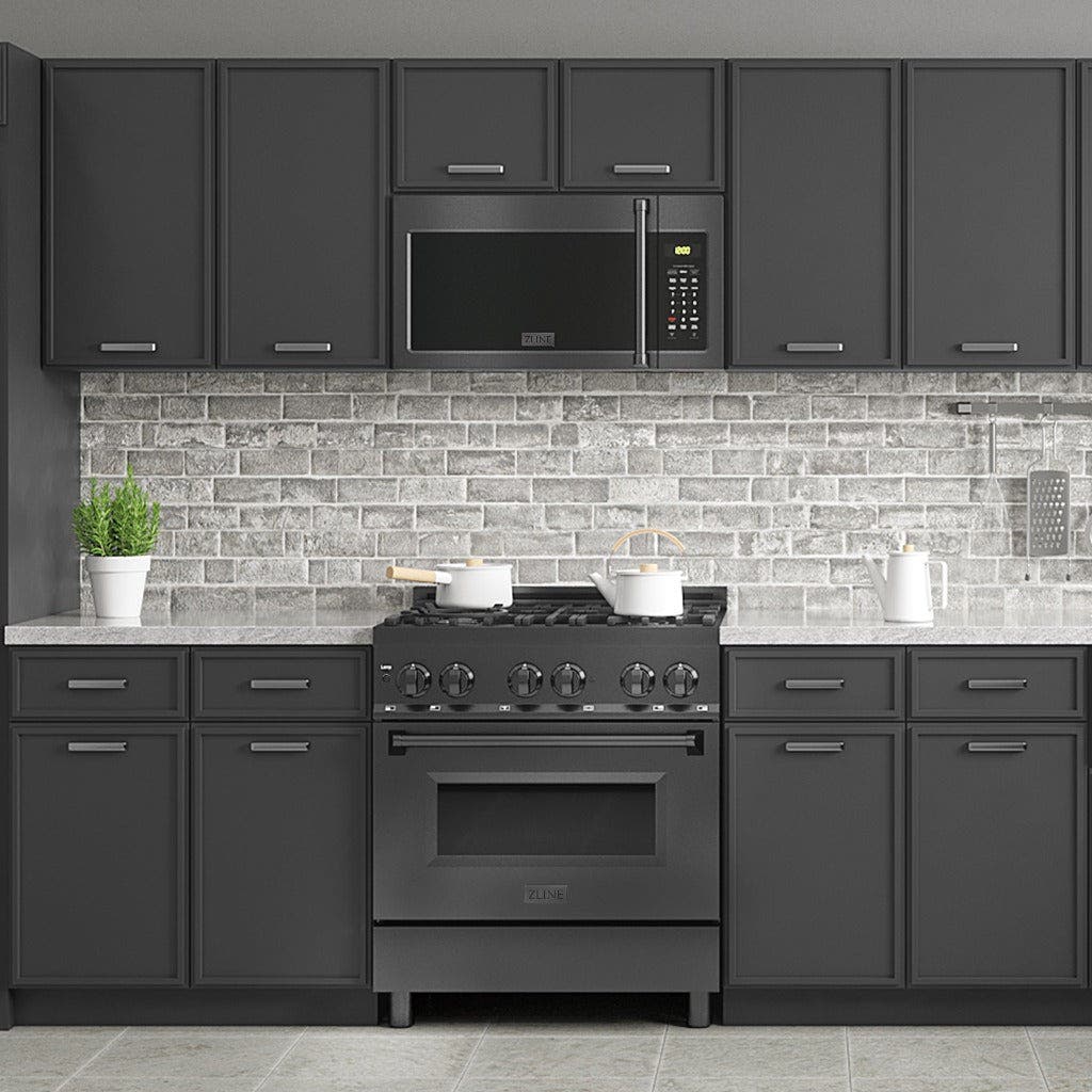 Zline MWOOTRH30BS Black Stainless Steel, Modern Handle