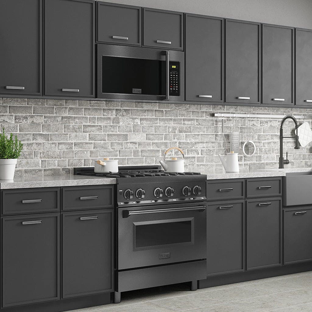 Zline MWOOTRH30BS Black Stainless Steel, Modern Handle