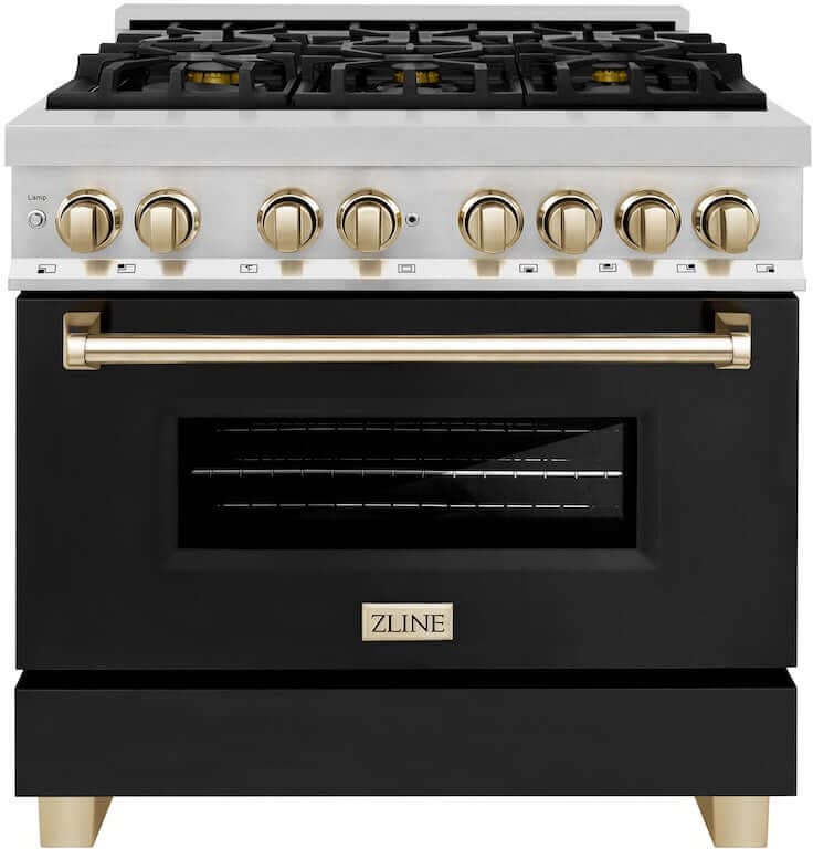 Zline RAZBLM36G Stainless Steel With Black Matte Door And Polished...