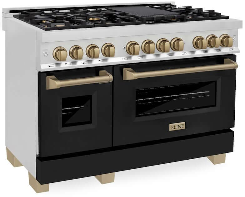 Zline RAZBLM48CB Stainless Steel With Black Matte Door And Champagn...