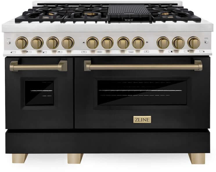 Zline RAZBLM48CB Stainless Steel With Black Matte Door And Champagn...