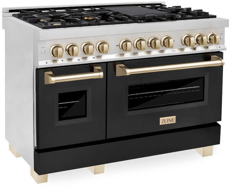 Zline RAZBLM48G Stainless Steel With Black Matte Door And Polished...