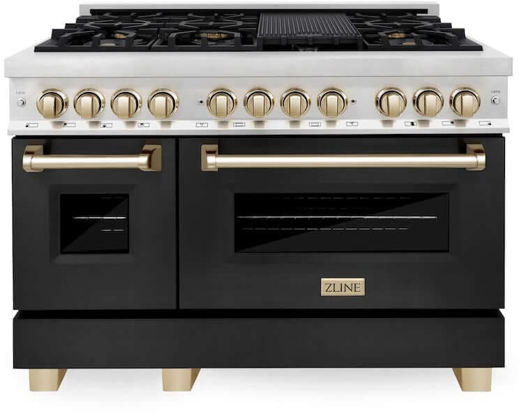 Zline RAZBLM48G Stainless Steel With Black Matte Door And Polished...