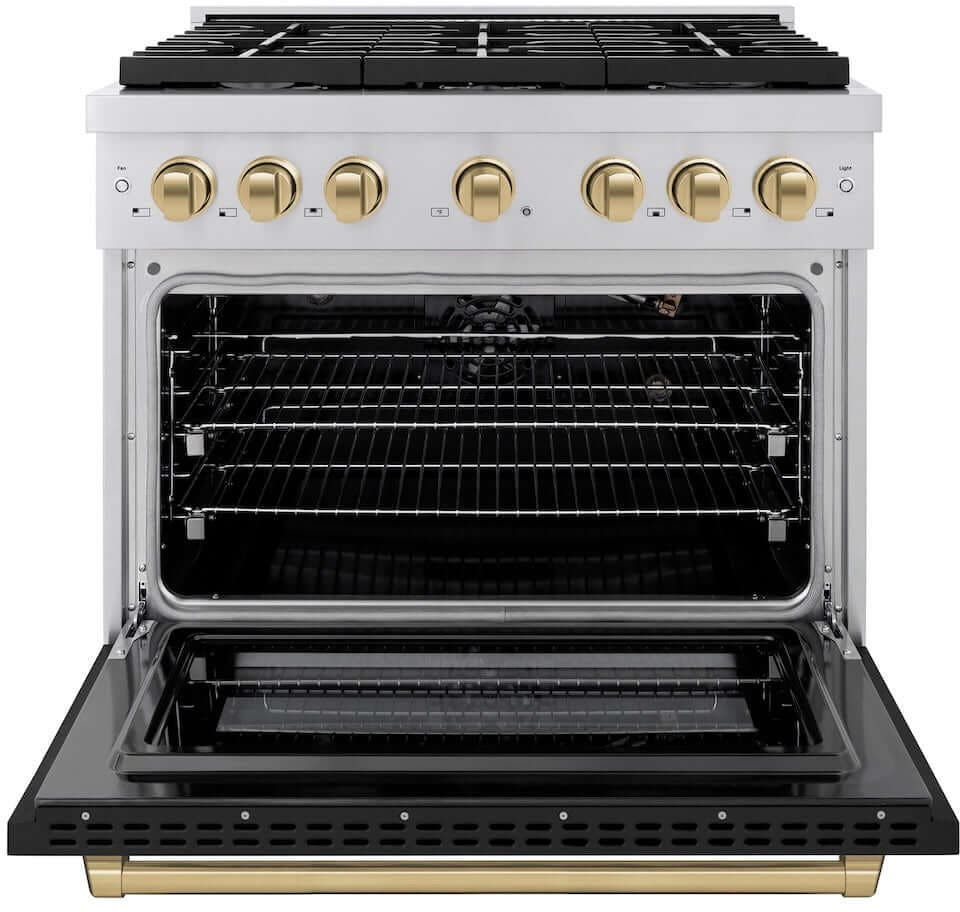 Zline SGRZBLM36CB Stainless Steel With Black Matte Door And Champagn...