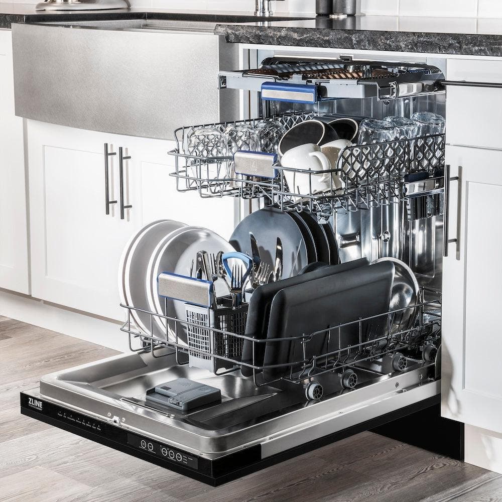 Zline DWVZBS24CB Black Stainless Steel With Champagne Bronze Handle