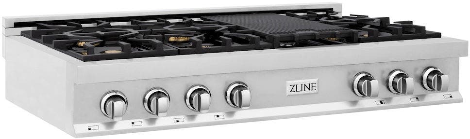 Zline RTBRGR48 Stainless Steel With Griddle, Brass Burners