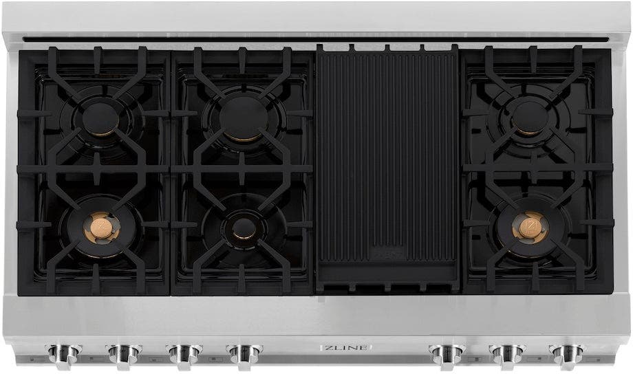 Zline RTBRGR48 Stainless Steel With Griddle, Brass Burners