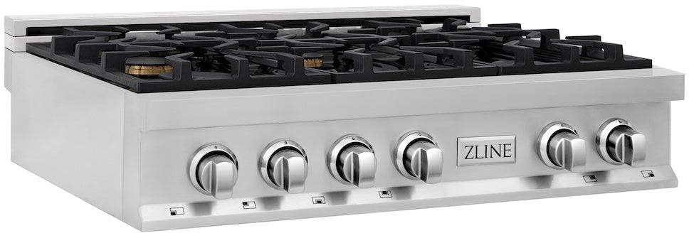 Zline RTBRGR36 Stainless Steel With Griddle, Brass Burners