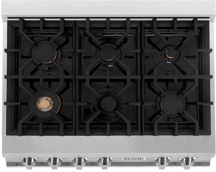 Zline RTBRGR36 Stainless Steel With Griddle, Brass Burners