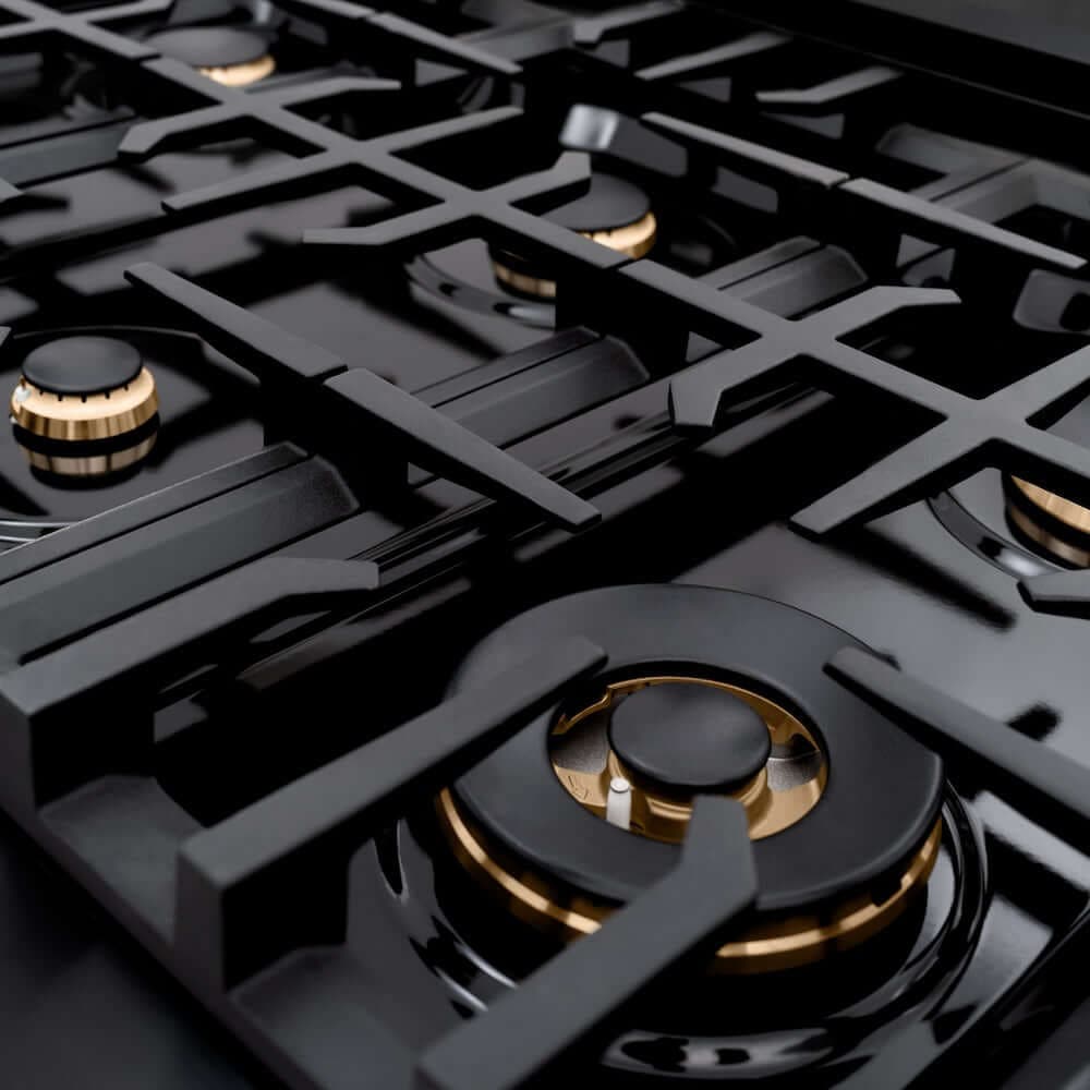 Zline CGRBBR48 Black Stainless Steel, Brass Burners