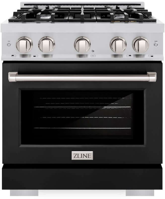 Zline HDRBLM30 Stainless Steel With Black Matte Door