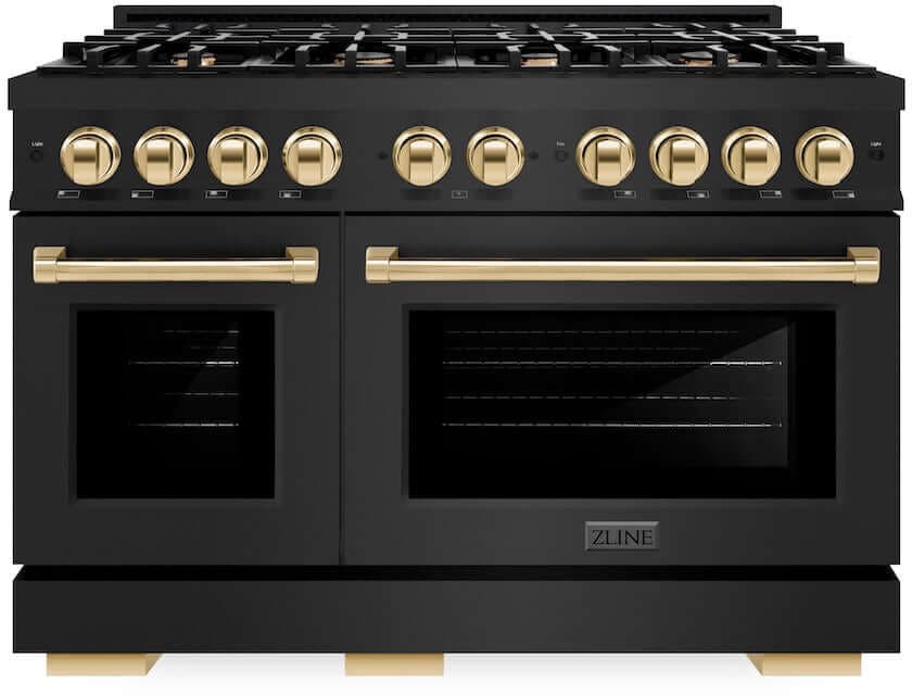 Zline HDRBZ48G Black Stainless Steel With Polished Gold Accents