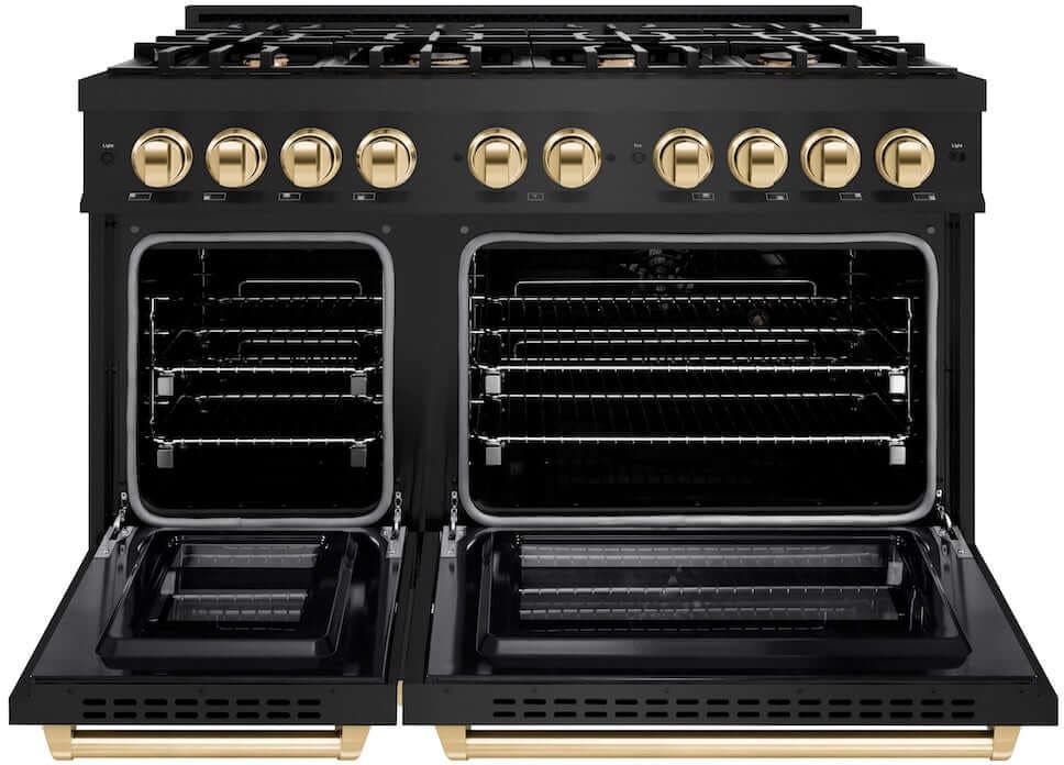 Zline HDRBZ48G Black Stainless Steel With Polished Gold Accents