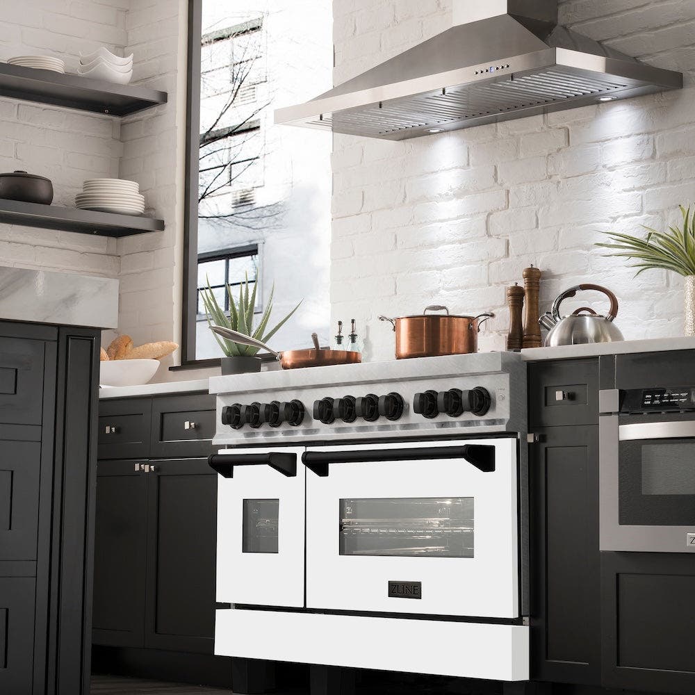 Zline RASZWM48MB Durasnow Stainless Steel with White Matte Door and...