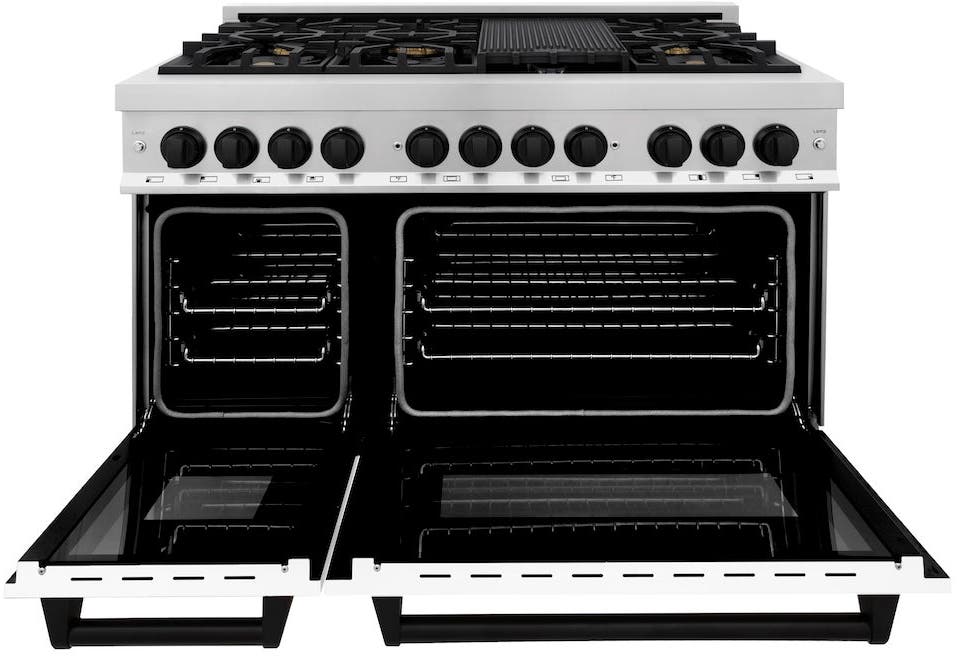 Zline RAZWM48MB Stainless Steel With White Matte Door And Matte Bl...