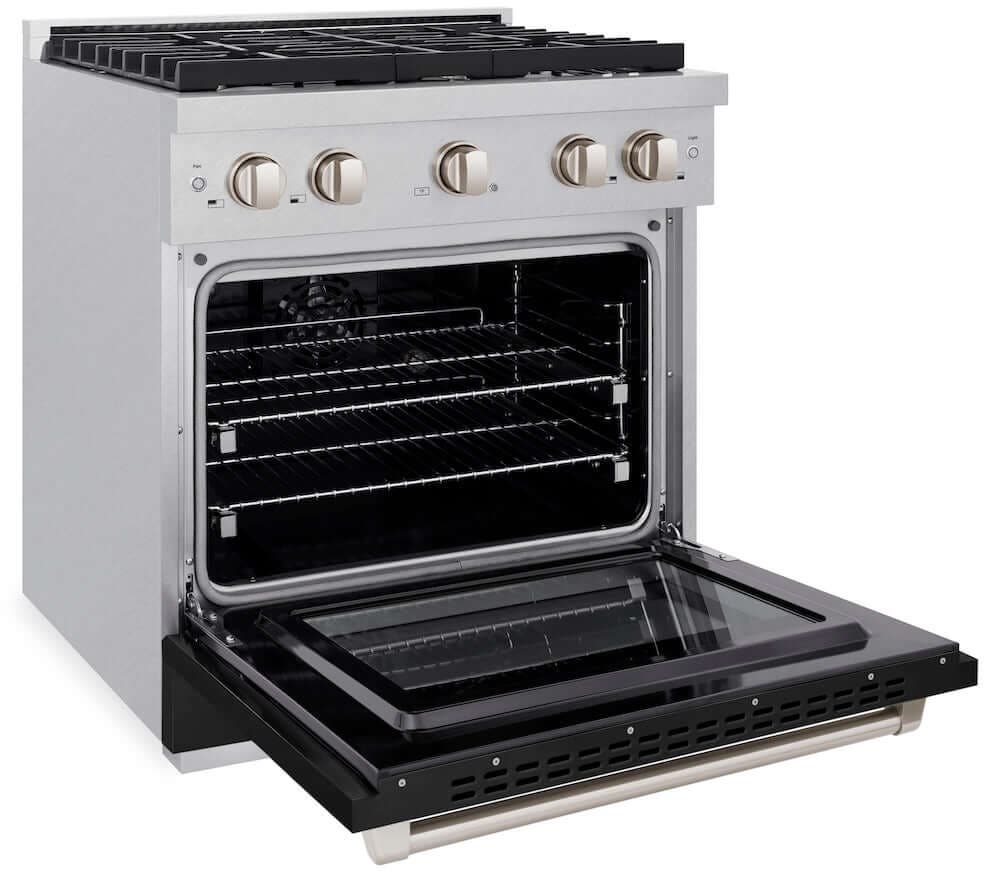 Zline SDRSBLM30 DuraSnow Stainless Steel With Black Matte Door