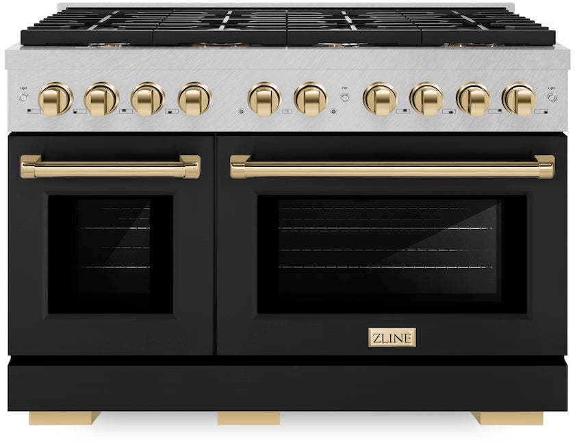 Zline SDRSZBLM48G DuraSnow Stainless Steel With Black Matte Door And...