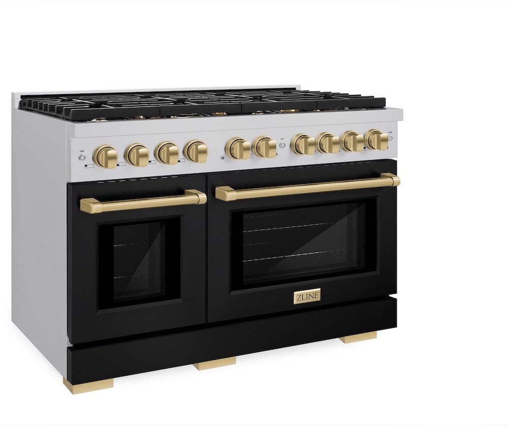 Zline SDRZBLM48CB Stainless Steel With Black Matte Door And Champagn...