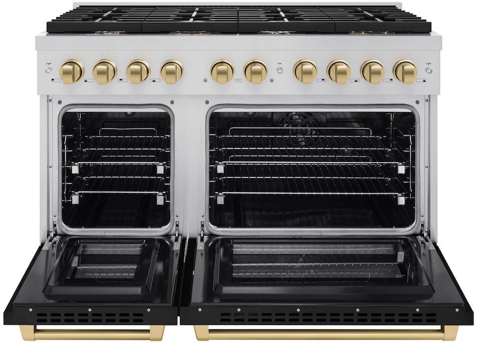 Zline SDRZBLM48CB Stainless Steel With Black Matte Door And Champagn...