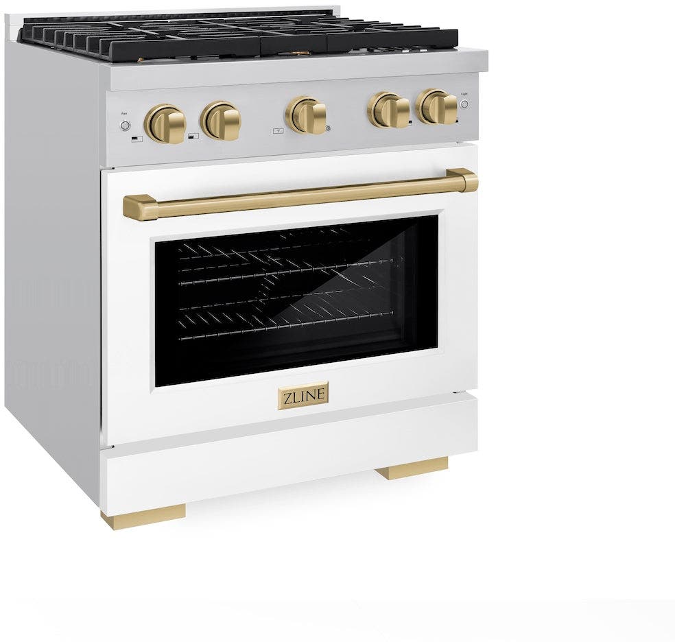 Zline SDRZWM30CB Stainless Steel With White Matte Door And Champagn...