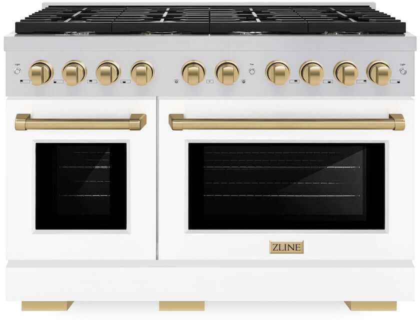 Zline SDRZWM48CB Stainless Steel With White Matte Door And Champagn...