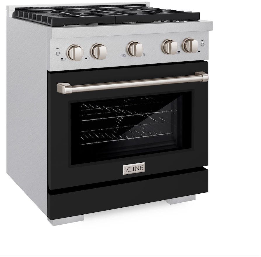 Zline SGRSBLM30 Durasnow Stainless Steel With Black Matte Door