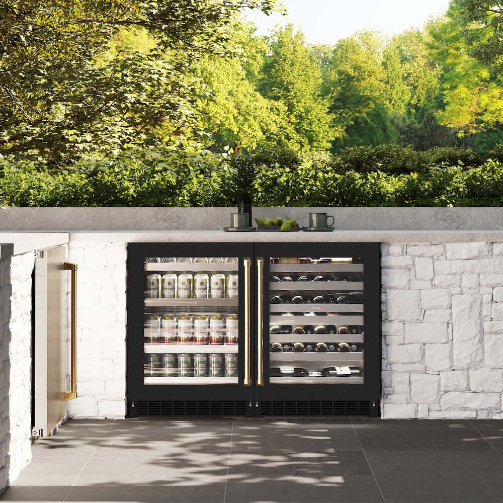 Zline RBSOZBLM24G Black Matte Glass Door And Polished Gold Handle