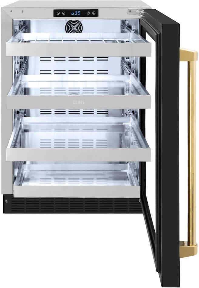 Zline RBSOZBLM24G Black Matte Glass Door And Polished Gold Handle