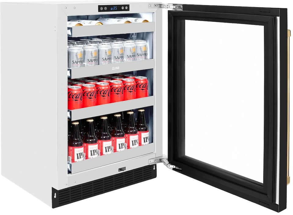 Zline RBSOZBLM24G Black Matte Glass Door And Polished Gold Handle