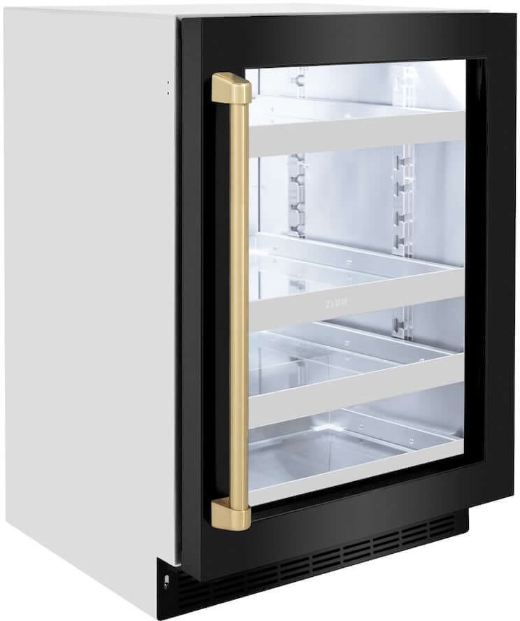 Zline RBSOZBS24CB Black Stainless Steel Glass Door And Champagne Bro...