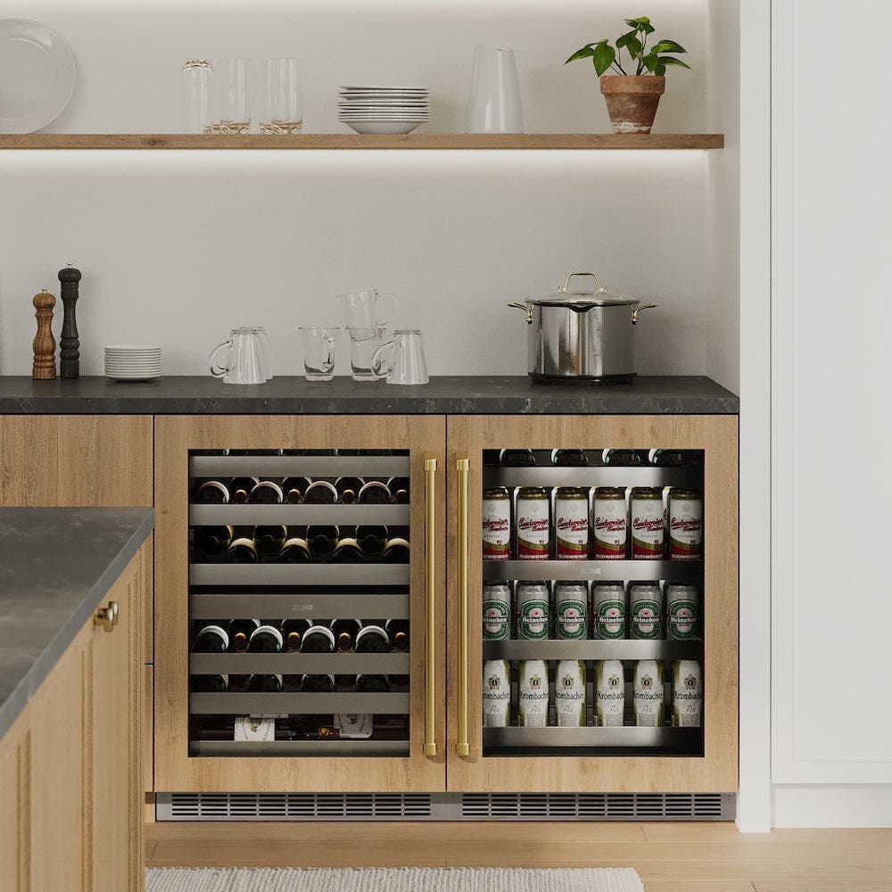 Zline RBSPOZ24CB Panel Ready With Glass Door And Champagne Bronze H...