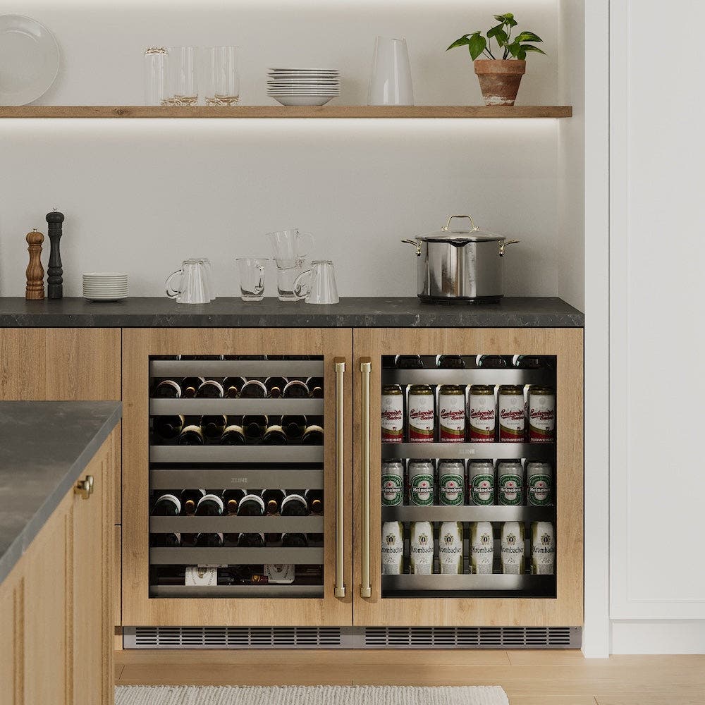Zline RBSPOZ24G Panel Ready With Glass Door And Polished Gold Hand...