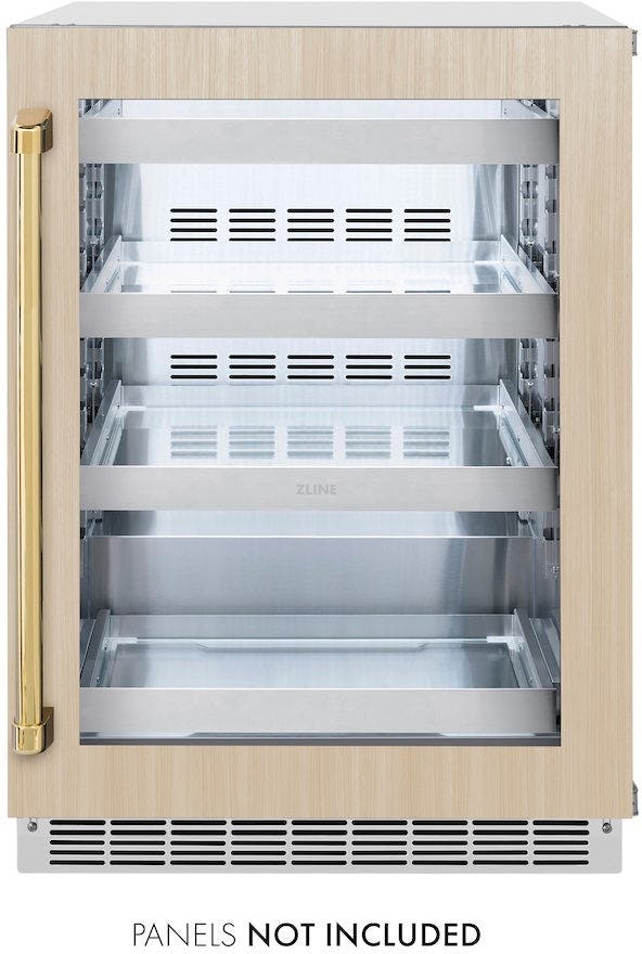 Zline RBSPOZ24G Panel Ready With Glass Door And Polished Gold Hand...