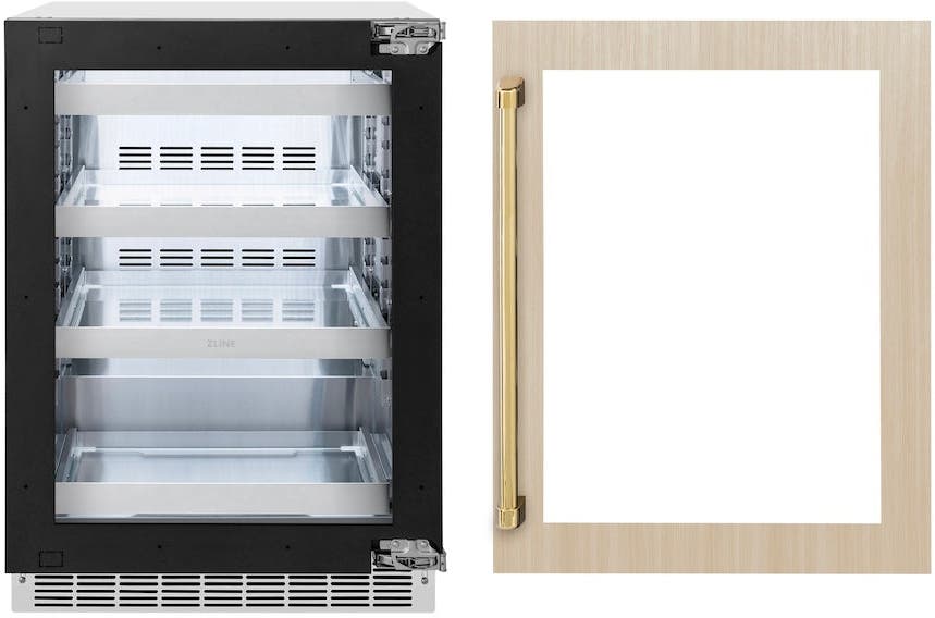 Zline RBSPOZ24G Panel Ready With Glass Door And Polished Gold Hand...