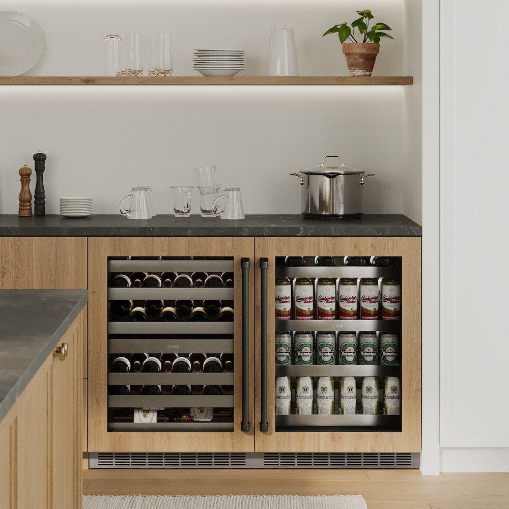 Zline RBSPOZ24MB Panel Ready With Glass Door And Matte Black Handle